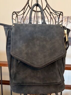 Violet Ray Faux Suede Multiple Pocket Gray Back Pack